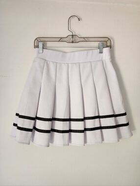 Spirit Halloween White & Black Pleated Cheerleader Skirt - Size Medium